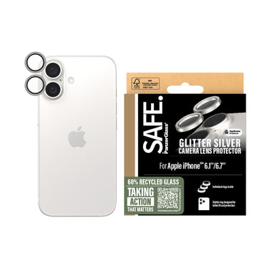 PanzerGlass SAFE Camera Lens Protector for Apple iPhone 16/Plus- Glitter Silver